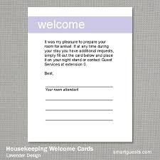 Housekeeping Welcome Cards Hotel Housekeeping Welcome Card Housekeeping