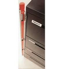 The bar slides over a notched pin at the bottom, fits into a notched or clevis pin at the top, and is padlockable at the top (padlock not included). Progressive Hardware File Cabinet Locking Bar 4 Drawer Worksafe Technologies Nc