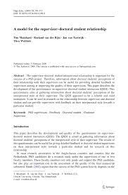 Check spelling or type a new query. Pdf A Model For The Supervisor Doctoral Student Relationship
