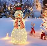 Costway Pre-Lit Standing Snowman Artificial Christmas Decoration with 80  LED Lights