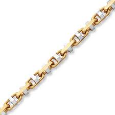 Men S Boston Link Chain 10k Two Tone Gold 22 Length Jared Fine Jewelry Trending Bracelets Mens Link Bracelet