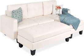 4.1 out of 5 stars. Amazon Com Best Choice Products Tufted Faux Leather 3 Seat L Shape Sectional Sofa Couch Set W Chaise Lounge Ottoman Coffee Table Bench White Furniture Decor