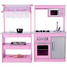 Amazon Com Fao Schwarz Wooden Bake Shoppe Girls Pink Kitchen Real Wood Play Set Wow Toys Games Pink Play Kitchen Wooden Play Kitchen Play Kitchen