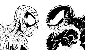 A rough sketch of spiderman in his black costume. How To Draw Spider Man Vs Venom Step By Step Drawing Guide By Kingtutorial Dragoart Com