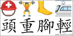 腳(:ㄊㄡˊ ㄓㄨㄥˋ ㄐㄠ ㄑㄥ,拼:tóu zhòng jiǎo qīng) | 📕
