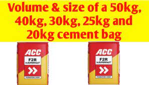For general concrete construction and repair of concrete where thickness in excess of 2 is required for applications such as sidewalks, patios, driv. Volume Size Of A 50kg 40kg 30kg 25kg And 20kg Cement Bag Civil Sir