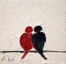 Brittany makes used acrylic paint markers to literally scribble this black and white painting together. Red Black White Love Birds Abstract Painting Oil Art On Canvas Romantic Gift