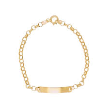 Pulseira Infantil Ouro 18k Com Plaquinha Elo Portugues 15 Cm Seifert Optica E Joalheria