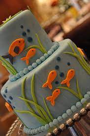 My youngest had a barnyard birthday party and we had a lot of fun decorating his cake. Fish Party Cake Fish Cake Birthday Party Cakes Fishing Party