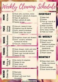 Printable Cleaning Schedule For Working Moms