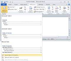Ms Word 2010 Create A Table Of Contents