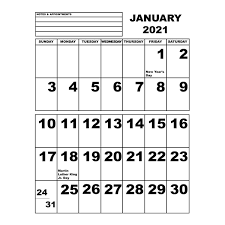 Download free printable 2021 monthly calendar, month calendar 2021. Jumbo Print Calendar 2021