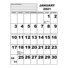 Calendar 2020, 2021, week starts on sunday, basic business template. Maxiaids Jumbo Print Calendar 2021