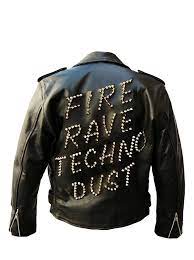 New Men Women S Custom Made Black Leather Full Metallic Studded Fire Rave Techno Dust Printed Z Stylish Leather Jacket Womens Fashion Jackets Celebrity Jackets