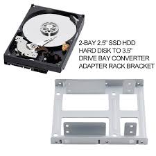 Aluminum 2 Bay 2 5 Ssd Hdd Hard Disk To 3 5 Drive Bay Converter Adapter Rack Bracket Hot Worldiwde Promotion Hard Disk Drive Bay Ssd
