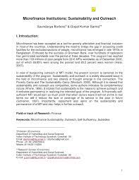 Both generally refer to small loans designed to people in impoverished or rural areas start small businesses. Pdf Microfinance Institutions Sustainability And Outreach
