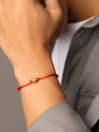 Men S Red String Bracelet With Gold