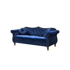 Dollhouse camel back rolled arm sofa faded blue couch upholstered 1:12 scale. Blue Sofas Living Room Furniture The Home Depot