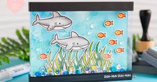 Jawesome Diy Aquarium Card Ft Lawn Fawn S Duh Nuh Stamp Set Lawn Fawn Cards Lawn Fawn Cards