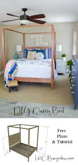 Blueprints diy bedframe with hidden drawers plans / king x barn door farmhouse bed plans her tool belt. Diy Queen Bed Frame Plans Tutorial H2obungalow
