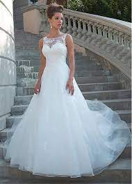 Schnitt & design im überblick. Chic Tulle Scoop Neckline Natural Waistline A Line Wedding Dress With Lace Appliques Kleider Hochzeit Hochzeitskleid Brautkleid