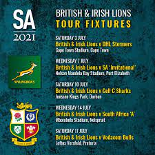 The british and irish lions are set to tour south africa in 2021/ all matches will be played in either cape town, pretoria or johannesburg, with the the confined nature of the fixtures is to minimise the health risk associated with playing the tour during the pandemic. Springboks Icymi The Full Schedule For The British Facebook
