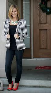 Black And White Striped Blazer Womens Wear One Piece Two Ways Work Play Living In Yellow Blazer Outfits For Women Casual Work Outfits Striped Blazer Outfit