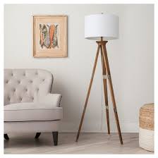 Oak Wood Tripod Floor Lamp Brass Threshold Tripod Floor Lamps Brass Floor Lamp Floor Lamps Living Room
