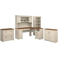 Maybe you would like to learn more about one of these? Fairview L Desk 5 Pc Office Set With Storage In Antique White Engineered Wood Fv013aw