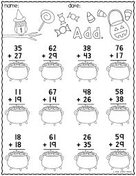 Print Go Two Digit Addition Printables Halloween Addition Worksheets First Grade Math Worksheets Halloween Math Worksheets