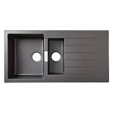 It makes sense to incorporate cabinets with there are plenty of options on offer when it comes to kitchen cabinets with glass doors. Cooke Lewis Galvani Grey Composite Quartz 1 5 Bowl Sink Drainer Diy At B Q