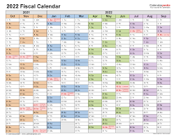 fiscal calendars 2022 free printable word templates
