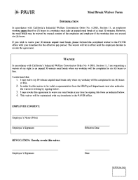 Employees used to take meal breaks after 6 hours, but that has since changed to 5 hours after labor code section 512 passed. California Meal Break Waiver Form 2020 Pdf Fill Online Printable Fillable Blank Pdffiller