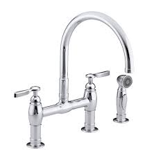 4.5 out of 5 stars 8. Kohler K 6131 4 Cp Parq Deck Mount Kitchen Bridge Faucet W Sidespray Polished Chrome Faucetdepot Com