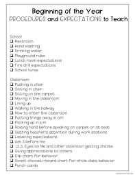 Beginning Of The Year Procedures And Expectations Checklist Mrs Richardson S Class Classroom Expectations School Procedures Classroom Routines