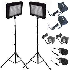 Bescor Led95dk2b 190w Combined Dual Led Studio Lighting Battery Kit Led95dk2b