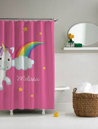 Rainbow Unicorn Shower Curtain Personalized Shower Curtain For Kids Kids Bed And Ba Kid Bathroom Decor Personalized Shower Curtain Kids Bathroom Wall Decor