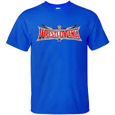 Jiuhe Mens Wrestlemania 32 Logo Cotton T Shirt Blue S Cheap T Shirts T Shirt Cotton Tshirt