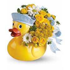 Can i send flowers internationally. Ducky Delight Boy Deluxe Lucky Duck Make The New Parents Smile With This Charming Ceramic Duc Online Flower Delivery Flower Delivery Buy Flowers Online