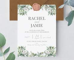 Greenery Invitation Eucalyptus Invitation Botanical Invite Watercolour Leaves Greenery Wedding Invitations Italian Wedding Invitations Wedding Invitations