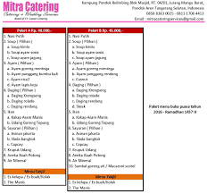Dengan berbagai macam menu pilihan makanan catering yang dapat di ganti sesuai. Menu Prasmanan Buka Puasa Ramadhan Di Jakarta Bogor Depok Tangerang Dan Bekasi Lengkap Dengan Menu Takjil Yang Segar Dan Sehat Catering