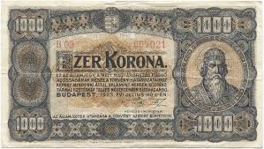 1000 Korona 1923 Szent Istvan Ungarn Familie Konigreich