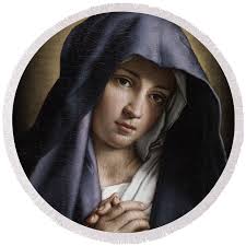 Portrait of the Young Virgin Mary Round Beach Towel