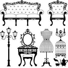 Black And White Furniture Clipart Antique Furniture Vector Black And White Vector Digi Stamps Vintage Printables Stamp