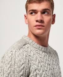 Men's Jacob Crew Jumper in Concrete Twist