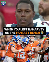 Only 18% of fantasy managers started RJ Harvey for his 3 TD game 😅 Denver  Broncos