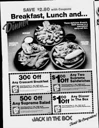 The jack in the box mobile app makes it easy to order and pay for your food before you arrive at the restaurant. Breakfast Lunch And Dinner At Jack In The Box December 5 1982 80sfastfood