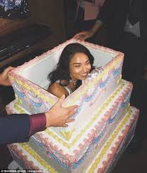 But, by the 1970s, the feminist let them eat cake…and jump out of it! Shanina Shaik Jumps Out Of Birthday Cake For Dj Rukus Daily Mail Online