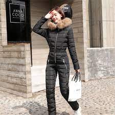 Streamlined & chic a night on the town deserves a stunning look. Winter Jumpsuit Women Natural Fur Collar Hooded Ski Suits Cotton Padded Warm Skiing Jumpsuit Women One Piece Snow Set Ds50955 Jumpsuits Aliexpress