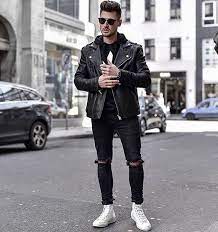 Negan Police Style Peacock Collar Double Breasted Black Motorcycle Leather Jacket Leather Jacket Outfit Men Mens Outfits Mens Casual Outfits